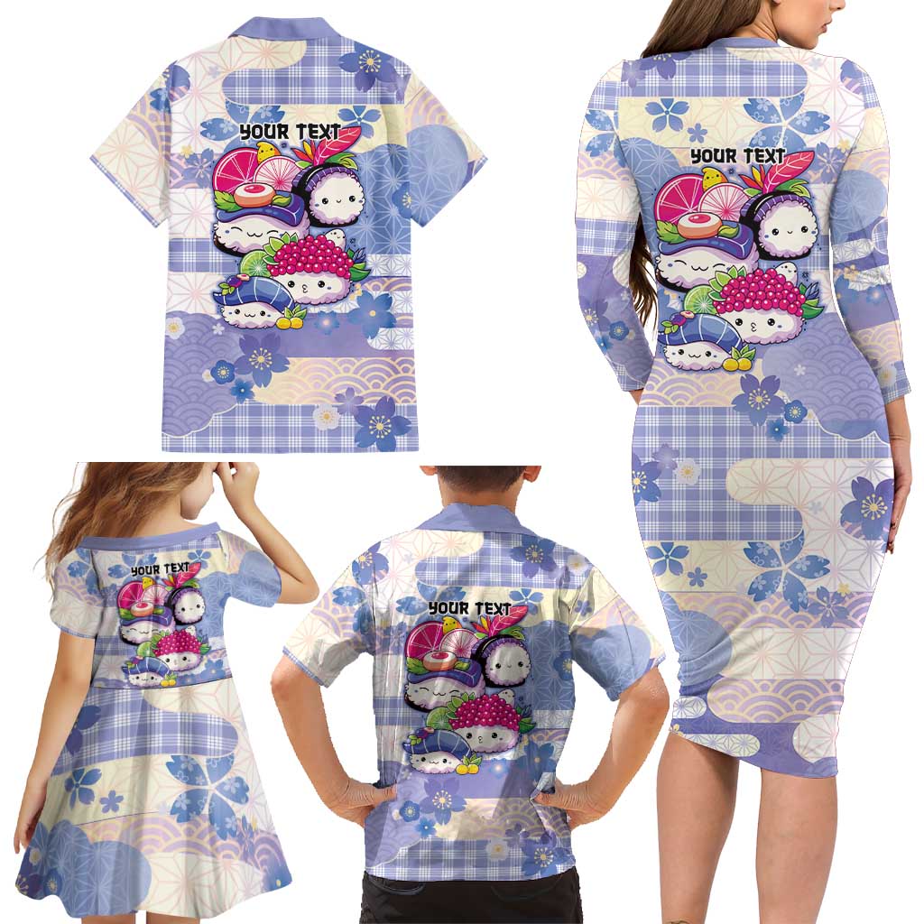 Personalized Japanese Kawaii Sushi Family Matching Long Sleeve Bodycon Dress and Hawaiian Shirt Blue Wagara Palaka This Is How I Roll LT9 - Polynesian Pride