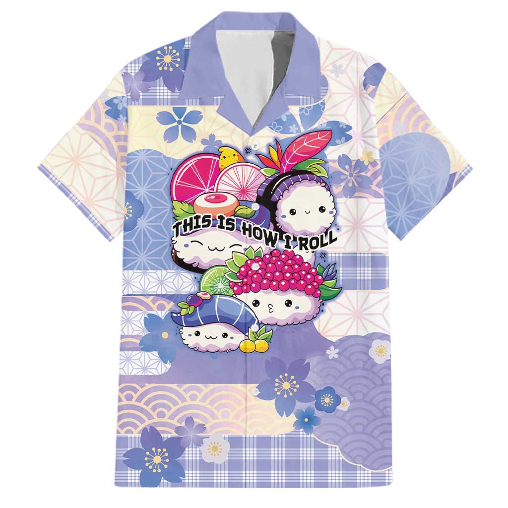 Personalized Japanese Kawaii Sushi Family Matching Off The Shoulder Long Sleeve Dress and Hawaiian Shirt Blue Wagara Palaka This Is How I Roll LT9 Dad's Shirt - Short Sleeve Blue - Polynesian Pride