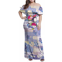 Personalized Japanese Kawaii Sushi Family Matching Off Shoulder Maxi Dress and Hawaiian Shirt Blue Wagara Palaka This Is How I Roll LT9 Mom's Dress Blue - Polynesian Pride