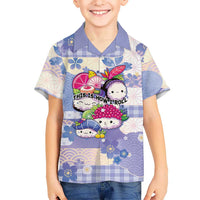 Personalized Japanese Kawaii Sushi Family Matching Off Shoulder Maxi Dress and Hawaiian Shirt Blue Wagara Palaka This Is How I Roll LT9 Son's Shirt Blue - Polynesian Pride