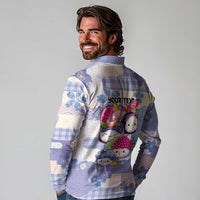 Personalized Japanese Kawaii Sushi Long Sleeve Polo Shirt Blue Wagara Palaka This Is How I Roll