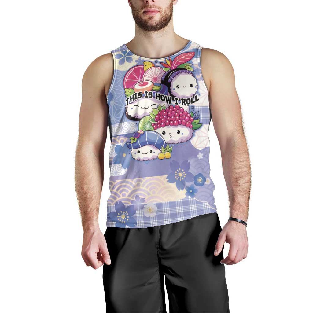 Personalized Japanese Kawaii Sushi Men Tank Top Blue Wagara Palaka This Is How I Roll