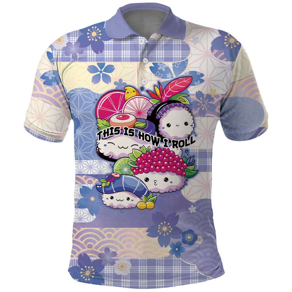 Personalized Japanese Kawaii Sushi Polo Shirt Blue Wagara Palaka This Is How I Roll
