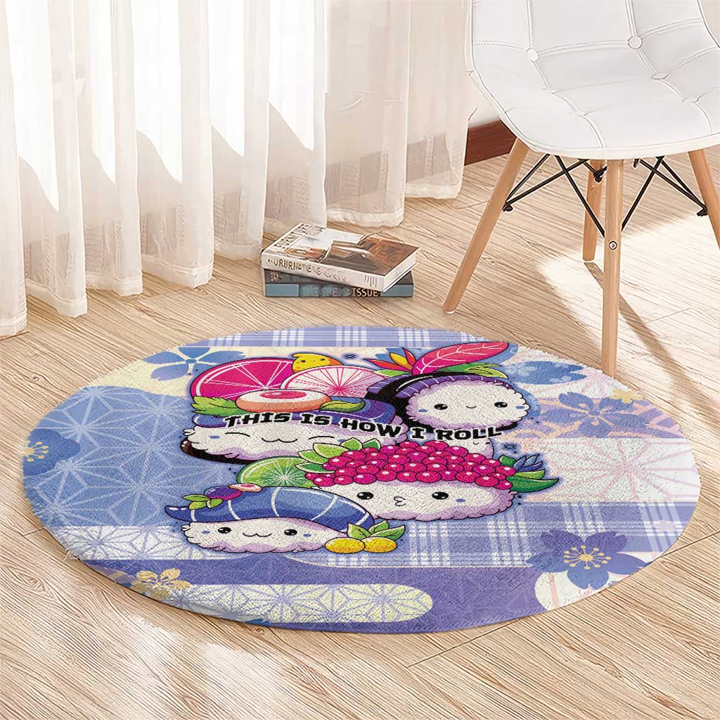 Japanese Kawaii Sushi Round Carpet Blue Wagara Palaka This Is How I Roll