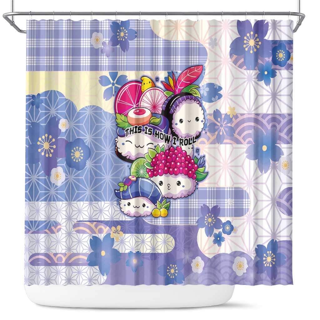 Japanese Kawaii Sushi Shower Curtain Blue Wagara Palaka This Is How I Roll