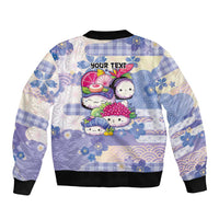 Personalized Japanese Kawaii Sushi Sleeve Zip Bomber Jacket Blue Wagara Palaka This Is How I Roll