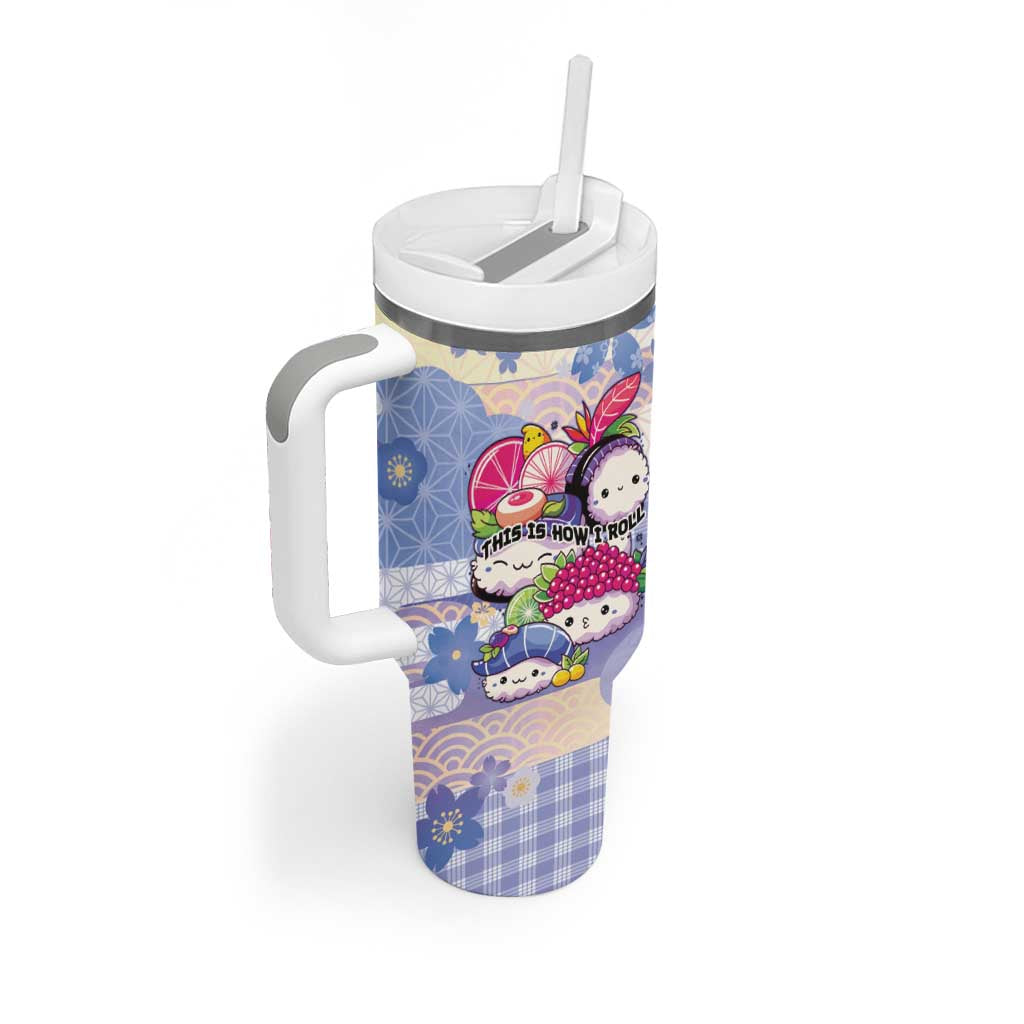 Personalized Japanese Kawaii Sushi Tumbler With Handle Blue Wagara Palaka This Is How I Roll