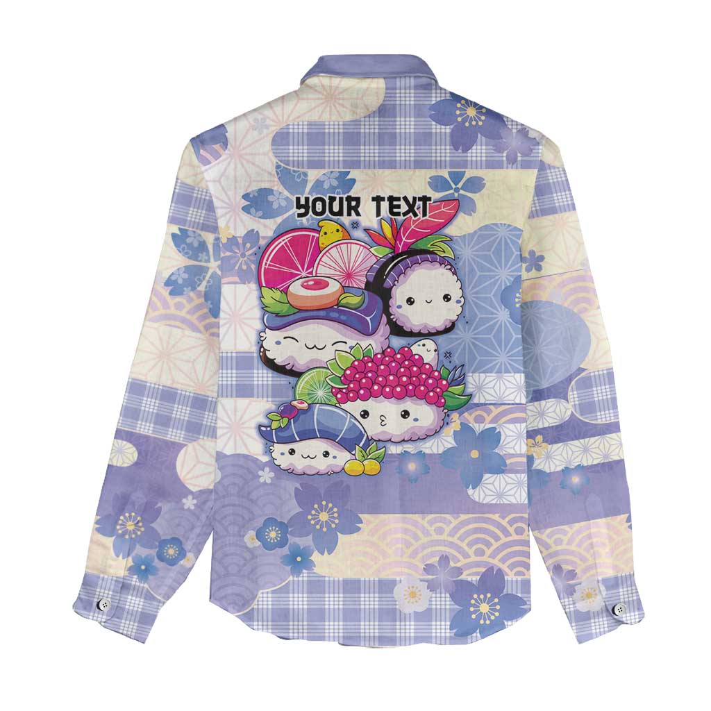 Personalized Japanese Kawaii Sushi Women Casual Shirt Blue Wagara Palaka This Is How I Roll