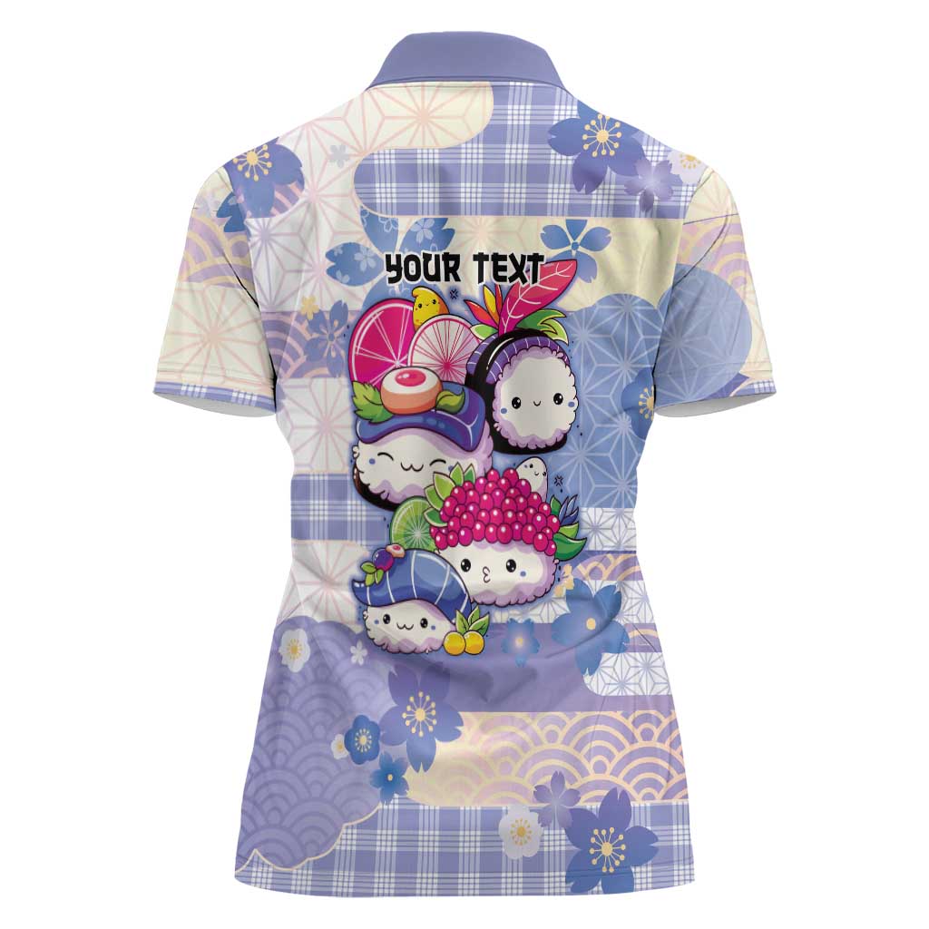 Personalized Japanese Kawaii Sushi Women Polo Shirt Blue Wagara Palaka This Is How I Roll