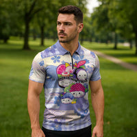 Personalized Japanese Kawaii Sushi Zipper Polo Shirt Blue Wagara Palaka This Is How I Roll