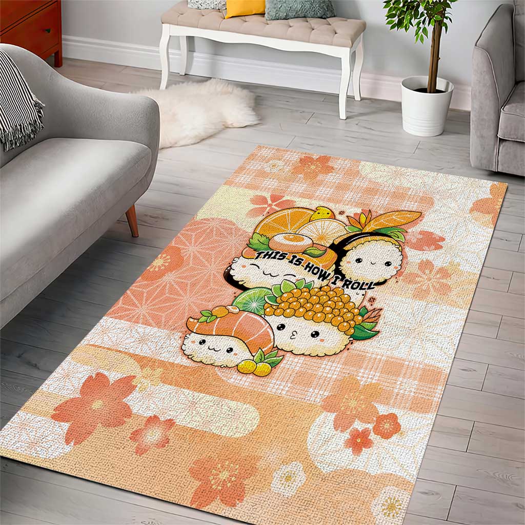 Japanese Kawaii Sushi Area Rug Peach Wagara Palaka This Is How I Roll