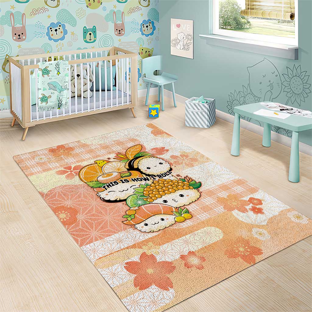 Japanese Kawaii Sushi Area Rug Peach Wagara Palaka This Is How I Roll