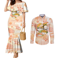 Personalized Japanese Kawaii Sushi Couples Matching Mermaid Dress and Long Sleeve Button Shirt Peach Wagara Palaka This Is How I Roll