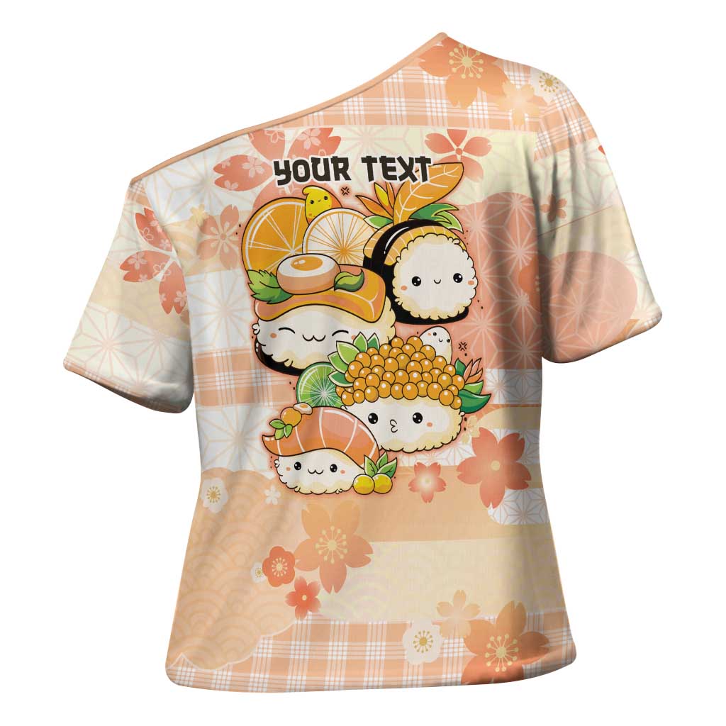 Personalized Japanese Kawaii Sushi Cross Shoulder Shirt Peach Wagara Palaka This Is How I Roll