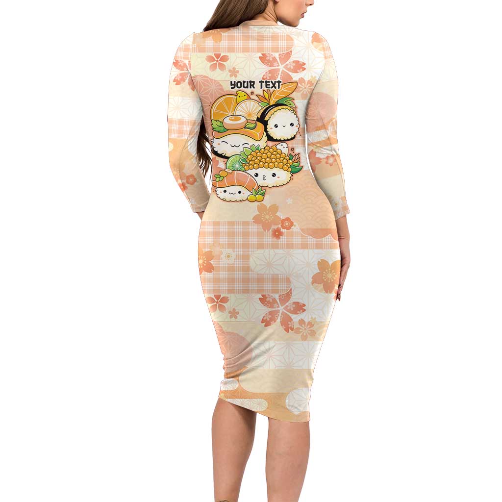 Personalized Japanese Kawaii Sushi Family Matching Long Sleeve Bodycon Dress and Hawaiian Shirt Peach Wagara Palaka This Is How I Roll LT9 - Polynesian Pride