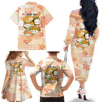 Personalized Japanese Kawaii Sushi Family Matching Off The Shoulder Long Sleeve Dress and Hawaiian Shirt Peach Wagara Palaka This Is How I Roll LT9 - Polynesian Pride