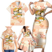 Personalized Japanese Kawaii Sushi Family Matching Short Sleeve Bodycon Dress and Hawaiian Shirt Peach Wagara Palaka This Is How I Roll LT9 - Polynesian Pride