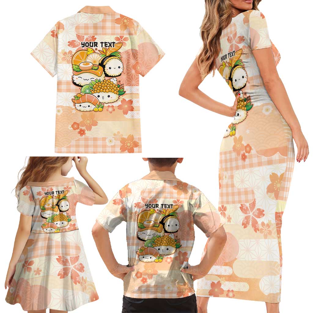 Personalized Japanese Kawaii Sushi Family Matching Short Sleeve Bodycon Dress and Hawaiian Shirt Peach Wagara Palaka This Is How I Roll LT9 - Polynesian Pride