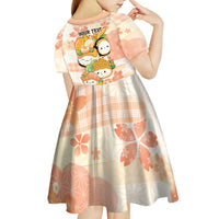 Personalized Japanese Kawaii Sushi Kid Short Sleeve Dress Peach Wagara Palaka This Is How I Roll