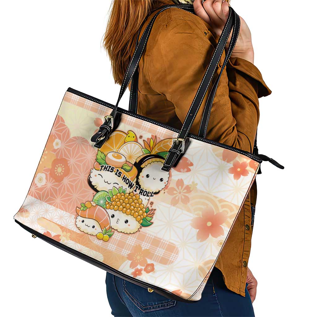 Japanese Kawaii Sushi Leather Tote Bag Peach Wagara Palaka This Is How I Roll