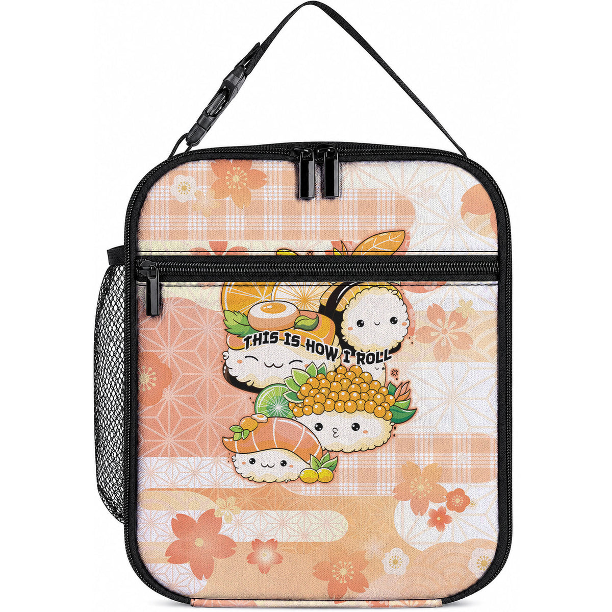 Japanese Kawaii Sushi Lunch Bag Peach Wagara Palaka This Is How I Roll LT9 10.2 × 8.3 × 4.3 inch Peach - Polynesian Pride