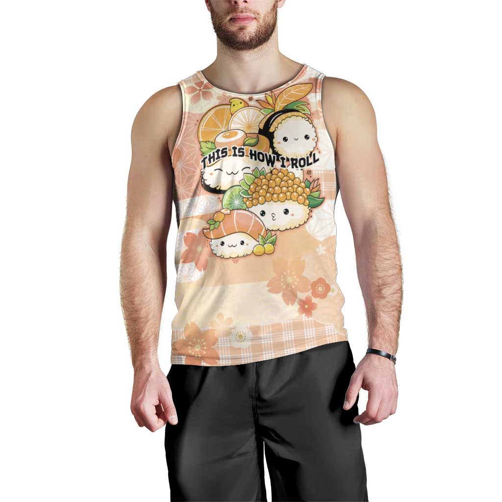 Personalized Japanese Kawaii Sushi Men Tank Top Peach Wagara Palaka This Is How I Roll