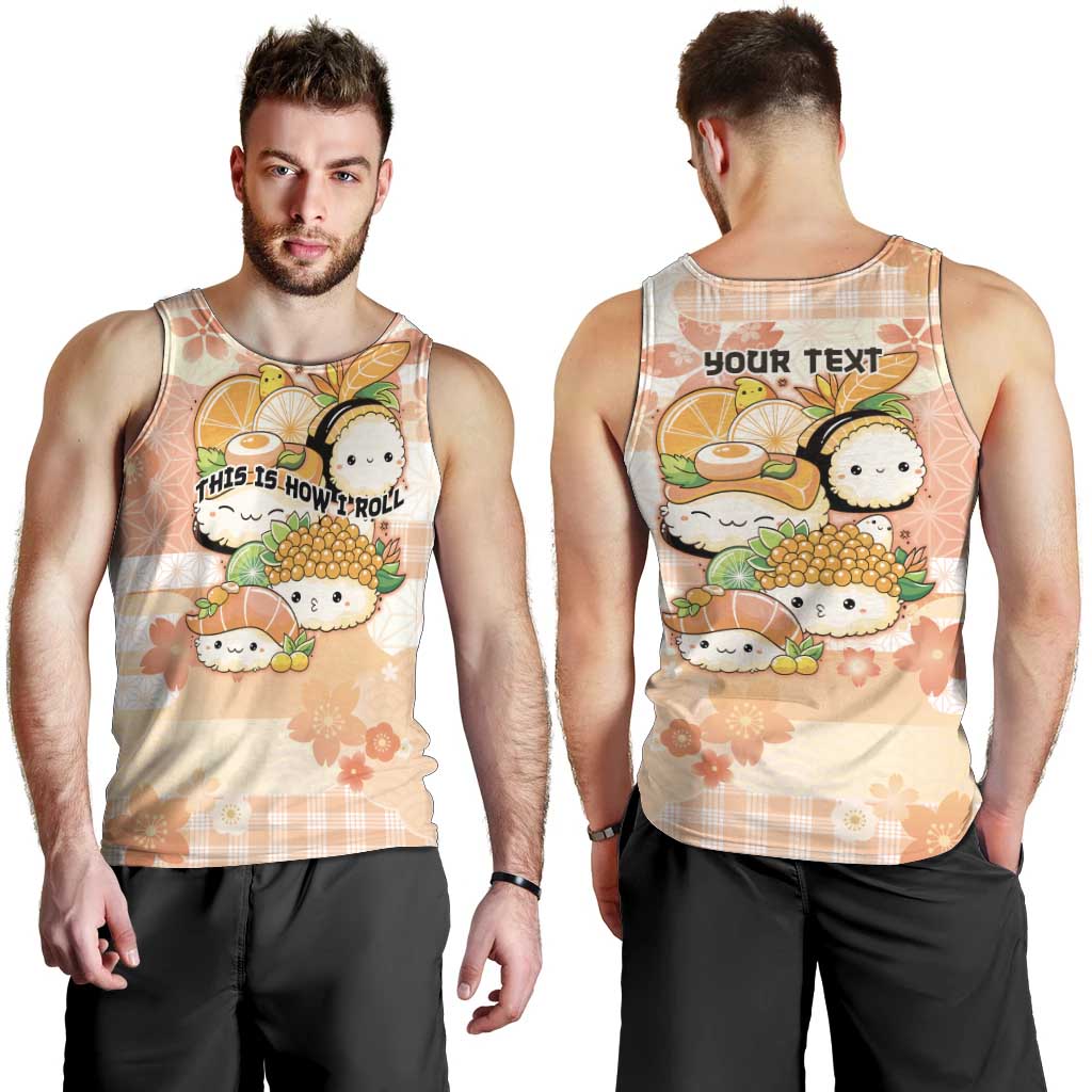 Personalized Japanese Kawaii Sushi Men Tank Top Peach Wagara Palaka This Is How I Roll