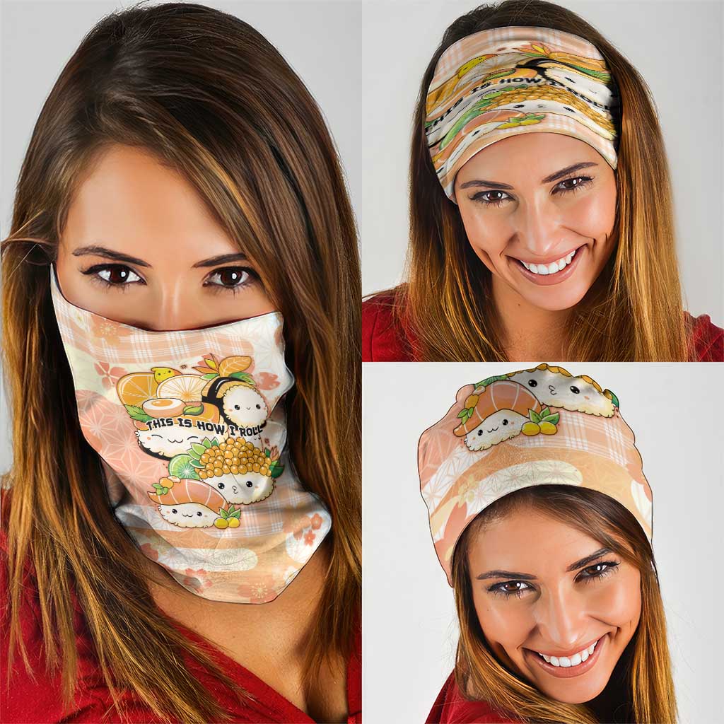 Japanese Kawaii Sushi Neck Gaiter Peach Wagara Palaka This Is How I Roll