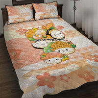 Japanese Kawaii Sushi Quilt Bed Set Peach Wagara Palaka This Is How I Roll