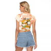 Personalized Japanese Kawaii Sushi Raglan Cropped T Shirt Peach Wagara Palaka This Is How I Roll