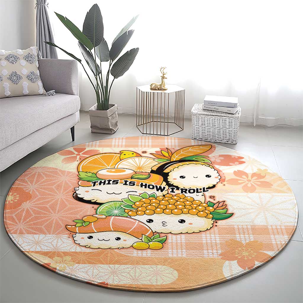 Japanese Kawaii Sushi Round Carpet Peach Wagara Palaka This Is How I Roll