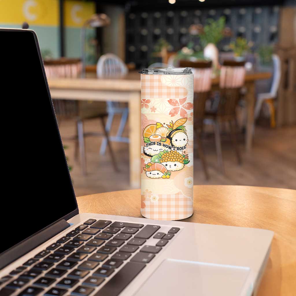 Personalized Japanese Kawaii Sushi Skinny Tumbler Peach Wagara Palaka This Is How I Roll