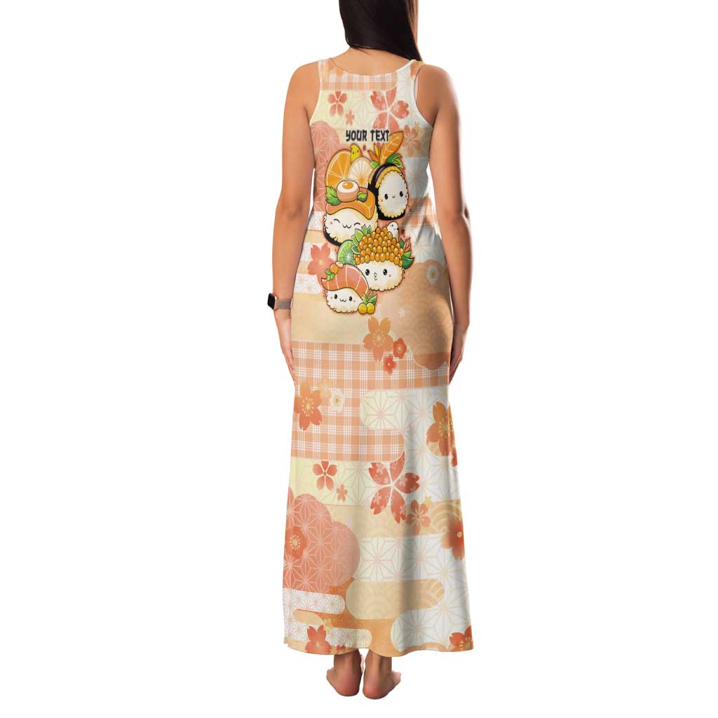 Personalized Japanese Kawaii Sushi Tank Maxi Dress Peach Wagara Palaka This Is How I Roll