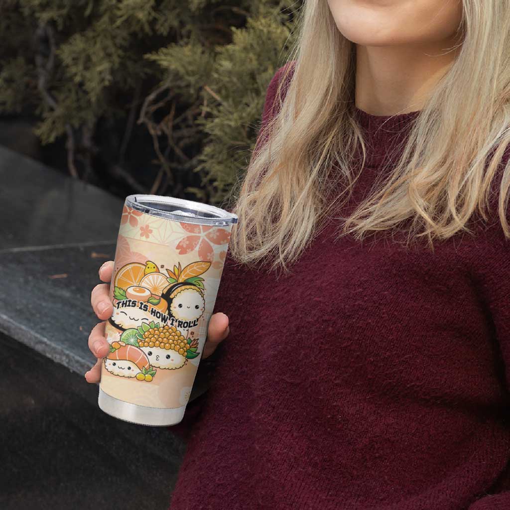 Personalized Japanese Kawaii Sushi Tumbler Cup Peach Wagara Palaka This Is How I Roll
