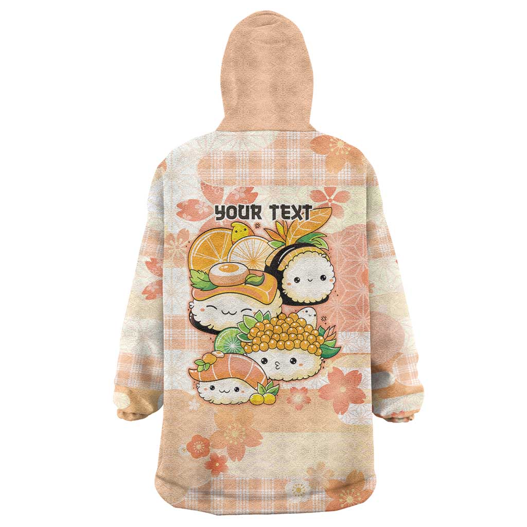 Personalized Japanese Kawaii Sushi Wearable Blanket Hoodie Peach Wagara Palaka This Is How I Roll