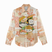 Personalized Japanese Kawaii Sushi Women Casual Shirt Peach Wagara Palaka This Is How I Roll