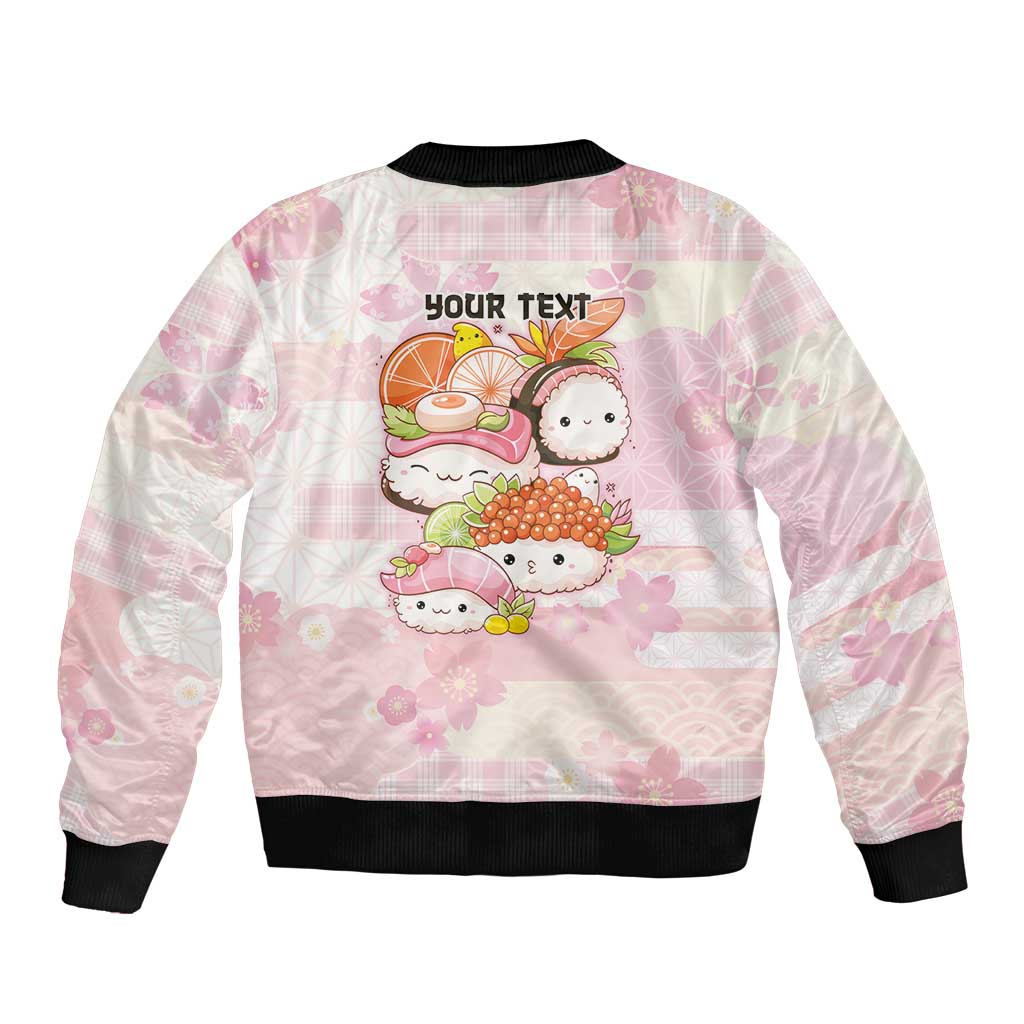 Personalized Japanese Kawaii Sushi Bomber Jacket Pink Wagara Palaka This Is How I Roll LT9 - Polynesian Pride