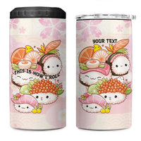 Personalized Japanese Kawaii Sushi 4 in 1 Can Cooler Tumbler Pink Wagara Palaka This Is How I Roll