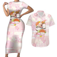 Personalized Japanese Kawaii Sushi Couples Matching Short Sleeve Bodycon Dress and Hawaiian Shirt Pink Wagara Palaka This Is How I Roll