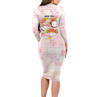 Personalized Japanese Kawaii Sushi Family Matching Long Sleeve Bodycon Dress and Hawaiian Shirt Pink Wagara Palaka This Is How I Roll LT9 - Polynesian Pride