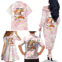 Personalized Japanese Kawaii Sushi Family Matching Off The Shoulder Long Sleeve Dress and Hawaiian Shirt Pink Wagara Palaka This Is How I Roll LT9 - Polynesian Pride