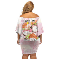 Personalized Japanese Kawaii Sushi Family Matching Off Shoulder Short Dress and Hawaiian Shirt Pink Wagara Palaka This Is How I Roll LT9 - Polynesian Pride