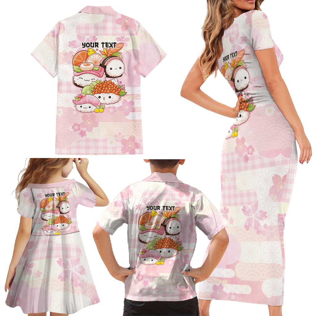Personalized Japanese Kawaii Sushi Family Matching Short Sleeve Bodycon Dress and Hawaiian Shirt Pink Wagara Palaka This Is How I Roll LT9 - Polynesian Pride