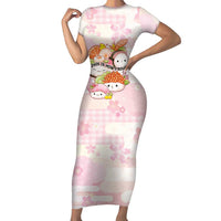 Personalized Japanese Kawaii Sushi Family Matching Short Sleeve Bodycon Dress and Hawaiian Shirt Pink Wagara Palaka This Is How I Roll LT9 Mom's Dress Pink - Polynesian Pride