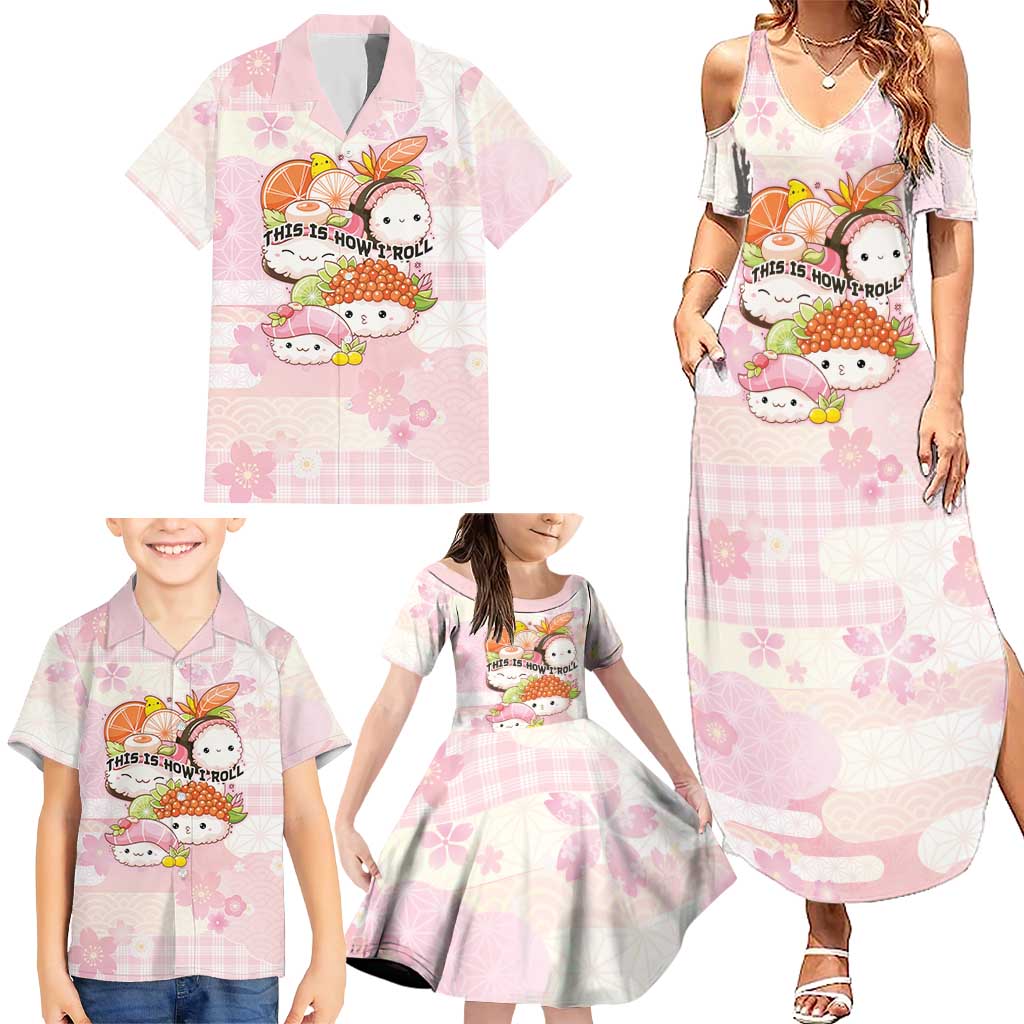 Personalized Japanese Kawaii Sushi Family Matching Summer Maxi Dress and Hawaiian Shirt Pink Wagara Palaka This Is How I Roll LT9 - Polynesian Pride
