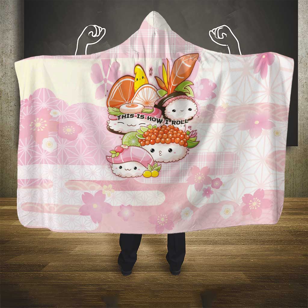 Japanese Kawaii Sushi Hooded Blanket Pink Wagara Palaka This Is How I Roll