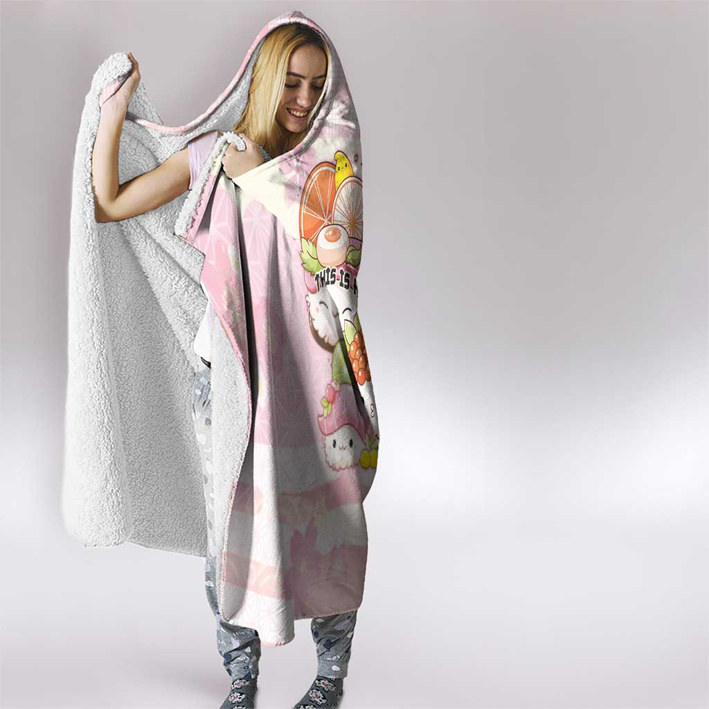 Japanese Kawaii Sushi Hooded Blanket Pink Wagara Palaka This Is How I Roll