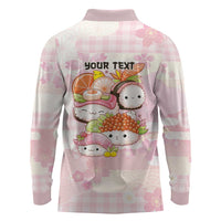 Personalized Japanese Kawaii Sushi Long Sleeve Polo Shirt Pink Wagara Palaka This Is How I Roll