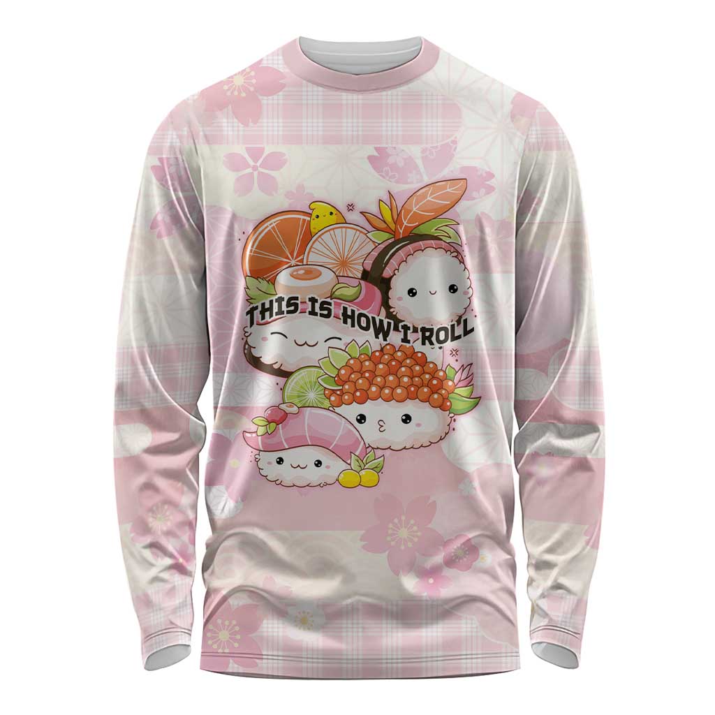Personalized Japanese Kawaii Sushi Long Sleeve Shirt Pink Wagara Palaka This Is How I Roll