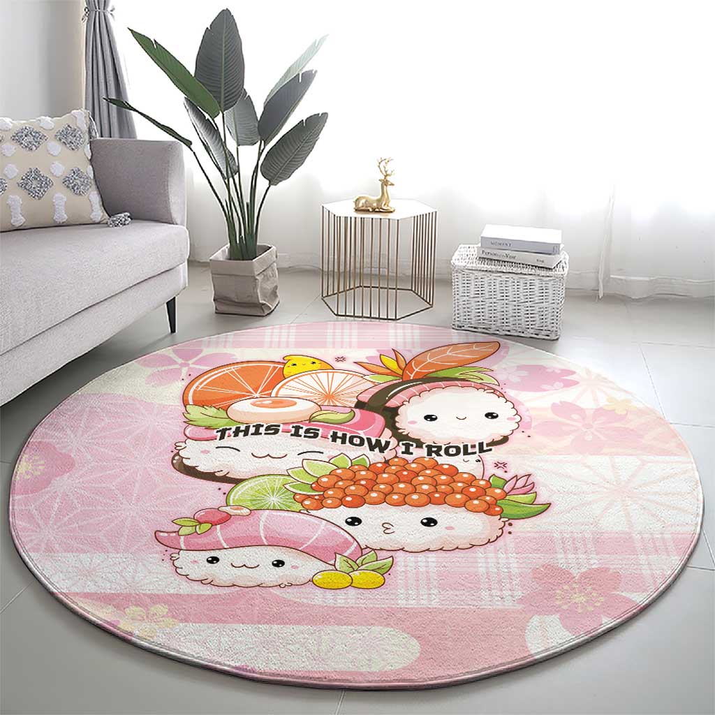 Japanese Kawaii Sushi Round Carpet Pink Wagara Palaka This Is How I Roll